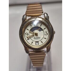 Vintage Avanti Ladies' 28mm Moonphase Watch. New Battery. 7.5" Rose Gold Tone Bd